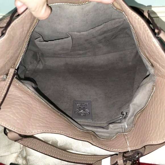 NEW Vince Camuto CASHMERE Taupe 100% Leather XL Satchel Shoulder Bag Expandable - Picture 11 of 13